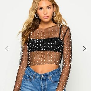 Beach Bunny Look & Glisten Pearl Mesh Top size S
